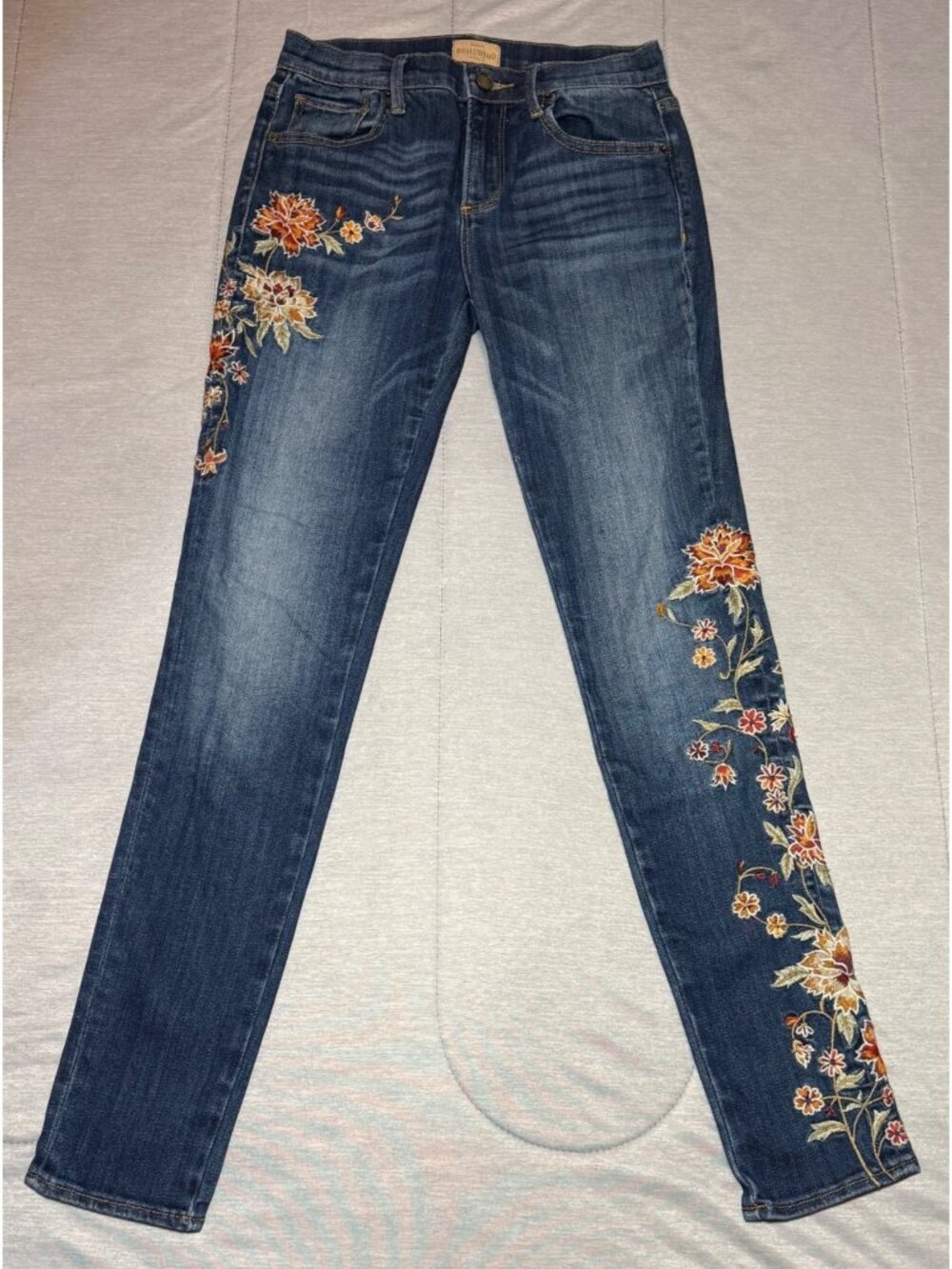 Driftwood Womens Jackie Embroidered Skinny Jeans W24 L29 Classic Fit Floral Stre